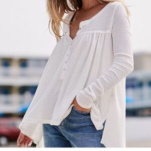 We The Free White Waffle Knit Blouse